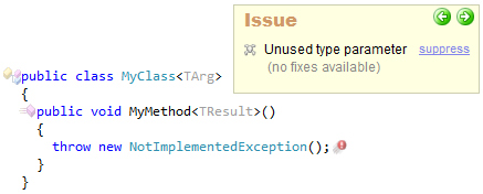 CodeRush Unused Type Parameter Sample