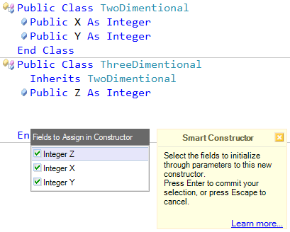 CodeRush Smart Constructor and base types fields (VB)