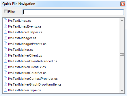 CodeRush Quick File Nav main window