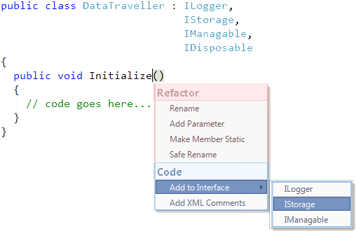 Refactor! Add to Interface code provider with multiple interfaces