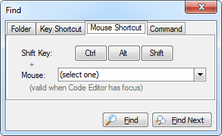 CodeRush Shortcuts Find Mouse Shortcut