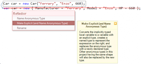 Refactor! Make Explicit (and Name Anonymous Type) preview