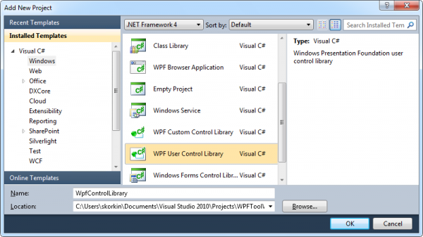 DXCore New WPF User Control library