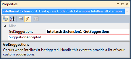 DXCore custom Intellassist Extention events