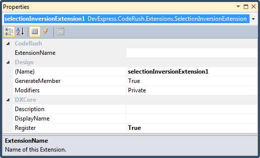 DXCore Selection Inversion Extension properties