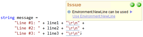 CodeRush code issues - Environment NewLine can be used