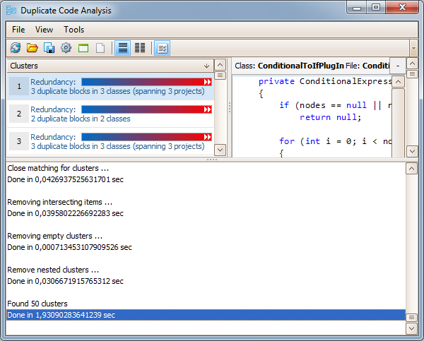 CodeRush Duplicate Detection Analysis output