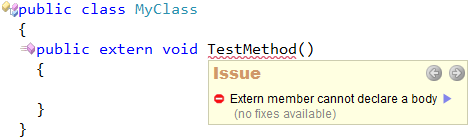 CodeRush - Extern method can not declare a body