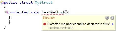 CodeRush - Protected member can not be declared in struct