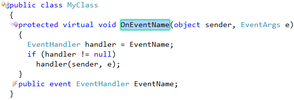 CodeRush Create Event Trigger result