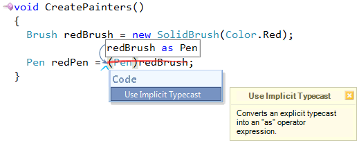 CodeRush Use Implicit Typecast preview