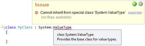 CodeRush Cannot inherit from special class System.ValueType