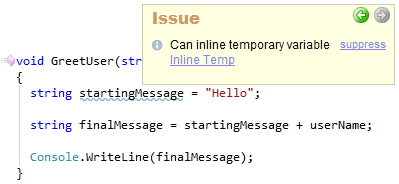 CodeRush Can Inline Temporary Variable Code Issue