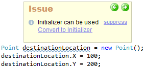 CodeRush Initializer Can Be Used Code Issue